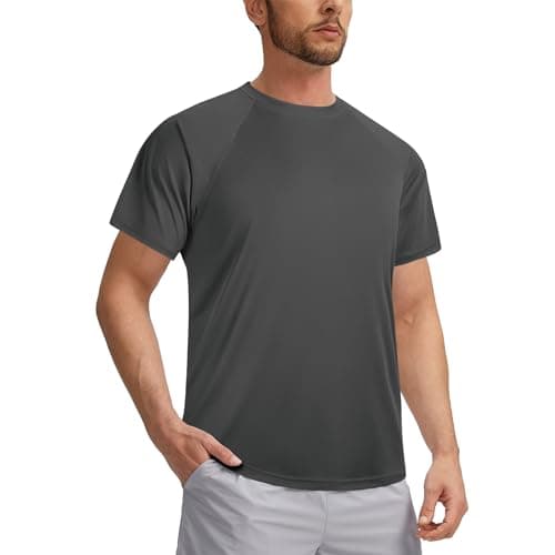 3rd hill Mens Swimming Shirts Short Sleeve UPF 50 Quick Dry Sun Protection Rash Guard Shirts for Fishing Running Dark Grey XXL - Image 1