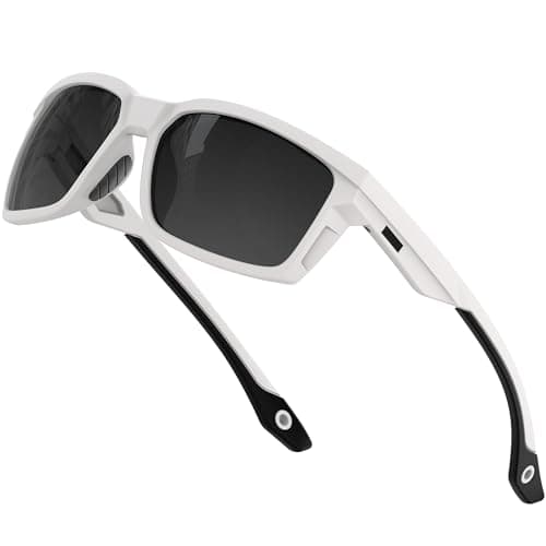 ATTCL Polarized Fishing Sunglasses Men: Lightweight Wrap-Around UV400 Protection Secure Fit for Driving Cycling Running Sports 2238 white-Gray - Image 1