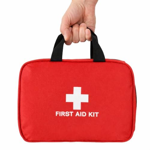 382 Piece Portable First Aid Kit, Emergency Preparedness Supplies for Home, Car, Travel, Camping, Office and Outdoor Use, Compact Red Bag with Assorted Bandages, Gauze and Care Accessories - Image 1