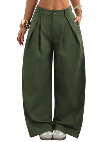 ZAFUL Parachute Pants Woman Casual Baggy Pants Zipper Vintage Hippie Y2K Wide Leg Sweatpants with Pockets Streetwear Women Army Green M - Image 1
