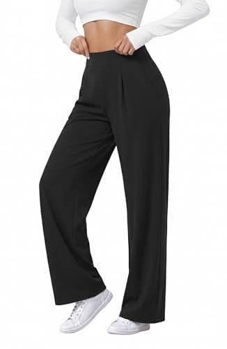 SEMARO Womens Wide Leg Dress Pants High Waist Stretchy Business Work Office Slacks Pull On Casual Lounge Pants with Side Pockets A-Black - Image 1