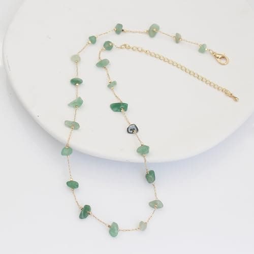 Geumkecy Handmade Green Amazonite Choker Necklace for Women Natural Gemstone Chain 18K Gold Jewelry Birthday Christmas Gift for Women 18inch Valentine Gift for Her - Thumbnail 3