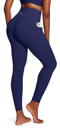 IUGA Scrunch Butt Lifting Leggings for Women Workout Tummy Control No Front Seam Compression Leggings with Pockets Yoga Pants Navy Blue - Image 1