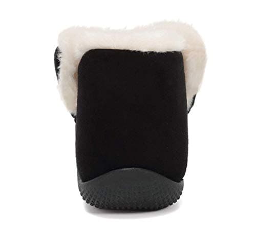 KEESKY Snow Boots for Baby Boys Black Fur Lined Warm Winter Shoes Size 6 M Toddler - Thumbnail 4