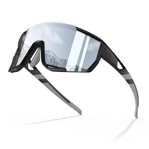 LANSWEE Polarized Sunglasses for Men, Sport Sunglasses Men,UV400 Protection for Running Fishing Driving Baseball Cycling，Sand Black/Silve - Image 1