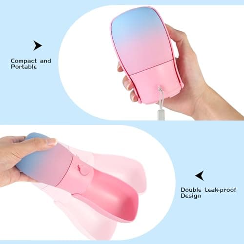 VEPOUYU Portable Dog Water Bottle 10oz Pink - Thumbnail 5