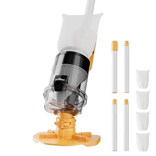 Cordless Pool Vacuum with Telescopic Pole, Powerful 30 GPM Suction, Advanced Dual Filtration, Replaceable Battery, Handheld Rechargeable Pool Cleaner for Above Ground and Inground Pools, Orange - Image 1