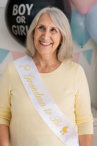 Grandma To Be Sash - White With Gold Letters | Girl Boy Baby Shower Sash Mom Nana Grand Mother Decorations Gender Reveal New Gift Gifts Grandmother Grandparents Favor Maternity mama Decoration - Thumbnail 4