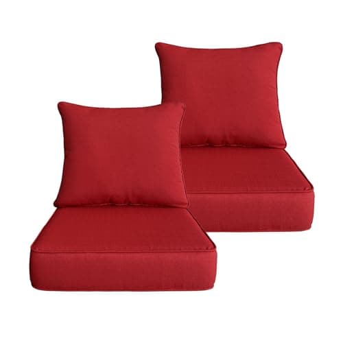 Localive 24x24 Inch Outdoor Deep Seat Cushions Set of 2,Thick High-Density Foam, Piped Edges & YKK Hidden Zipper,Water-Resistant UV-Resistant Polyester for Patio Furniture,Chili - Image 1