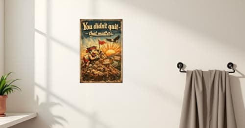 You Didn’t Quit That Matters Tin Sign Vintage Inspirational Quote Metal Wall Decor Retro Cartoon Mountain Sunrise Motivation Plaque Rustic Perseverance Art For Home Office Garage 8x12 Inch - Thumbnail 3