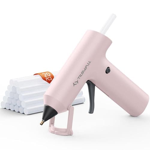 Tilswall Cordless Hot Glue Gun, Fast Preheating, Glue Gun and Sticks Set with 2Ah USB-C Rechargeable, 20 Premium Glue Sticks, Compact Size Ideal for Crafts, DIY Making, Repairs Pink - Image 1