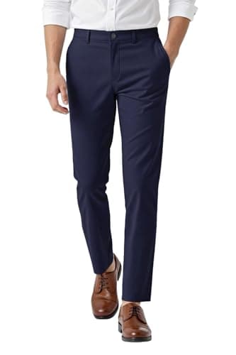GINGTTO Mens Dress Pants Slim Fit Chinos Pants Men Stretch Suit Pants Navy Blue 32 - Image 1