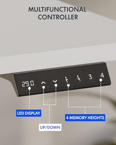 FLEXISPOT Standing Desk with Monitor Stand, 48 x 24 Inches One-Piece Electric Height Adjustable Computer Desk with Cup Holder for Home Office (White Frame+ White Top) - Thumbnail 6