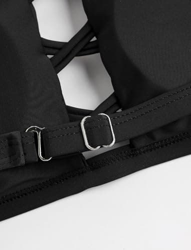 ZAFUL Bikini Sets for Women Two Piece Swimsuit High Waisted Bikinis Skirt Swim Suits for Women Tummy Control Bathing Suits Black Flower XL - Thumbnail 6