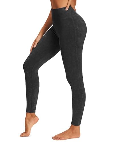 Stelle Workout Ribbed Seamless Leggings for Women High Waist Tummy Control Gym Leggings Athletic Yoga Pants(Black, XS) - Image 1