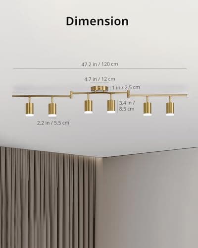 Bojim 6 Light Gold Track Lighting Kit, Modern LED Track Lighting Fixtures Ceiling, Flexibly Rotatable LED Light Head with Acrylic Ring, Kitchen Ceiling Spot Light(GU10 Socket, Bulbs Not Included) - Thumbnail 6