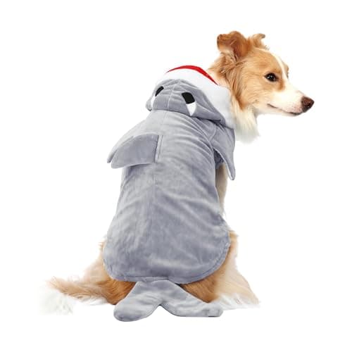 NACOCO Halloween Pet Shark Costume - Dog Cute Clothes Hoodie Cat Warm Outfit Coat Apparel for Small Medium Large Dogs and Cats (Grey, XL)
