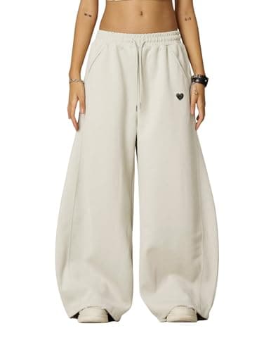 Aelfric Eden Super Baggy Barrel Sweatpants Casual Wide Leg Pants Elastic Waist Lantern Trouser Unisex Light Khaki Large