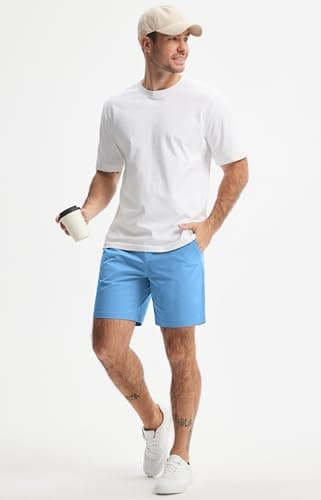 Libin Men's Golf Shorts 7" Work Dress Shorts Casual Flat Front Hybrid Short Lightweight Quick Dry Water Resistant, Light Blue, Size 32 - Thumbnail 5