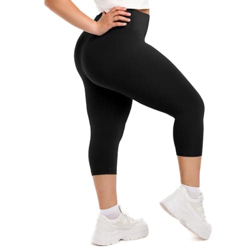 Walifrey Plus Size Capri Leggings for Women，High Waisted Buttery Soft Plus Capris for Gym Yoga Black 3XL - Image 1