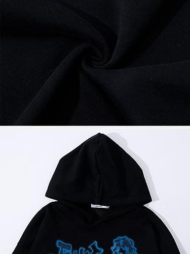 Aelfric Eden Mens Graphic Oversized Hoodie Cartoon Character Print Streetwear Casual hoodies y2k Hooded Sweatshirt - Thumbnail 3