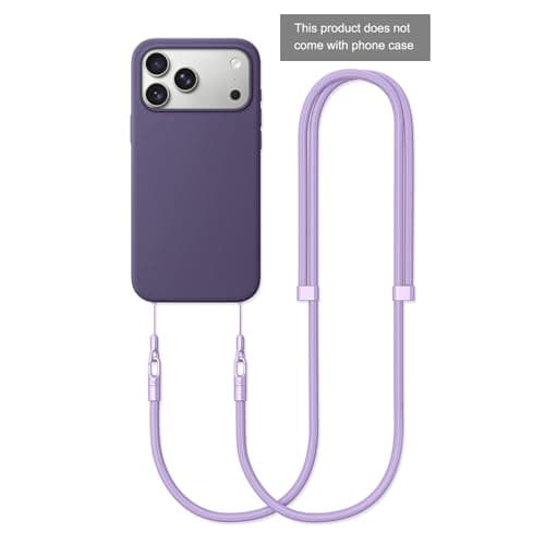 Thickened Crossbody Strap (Without Case) Compatible with iPhone 17/Air/Pro/Max Phone Cases and Other Device with Dual Lanyard Holes, Adjustable Hands-free Shoulder Neck Phone Strap (Light Purple) - Thumbnail 3