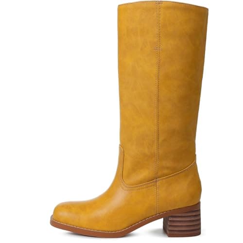 Tarkwa Banana Women's Knee High Boots Wide Calf Chunky Block Heel Long Boot for Women Casual Square Toe Boots Comfortable Low Heel Womens Boot Dressy Trendy Size 7 - Image 1