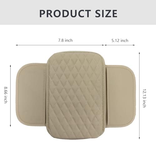XUPEIXUN Car Center Console Cover,Microfiber Leather Car Armrest Cover Cushion with Storage Bags, Universal Car Armrest Storage Box Car Interior Accessories for Most Vehicles, Beige - Thumbnail 2