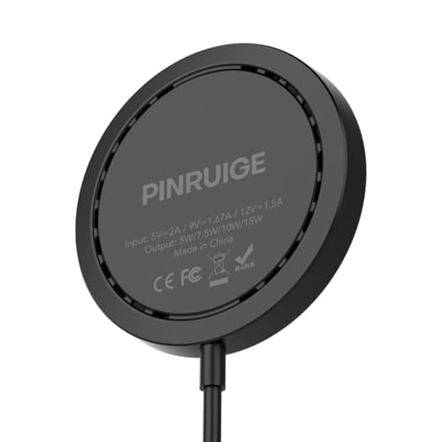 PINRUIGE Wireless Charger, 6.5ft / 2m 15W Max Fast Magnetic Wireless Charging Pad Compatible with iPhone 16/15/14/13/12 with USB-A Converter Black - Thumbnail 2