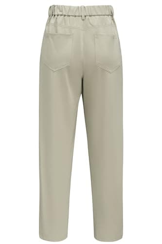 Arach&Cloz Khaki Work Pants Women Summer Office Clothes for Women Ankle Trouser Business Casual Teacher Outfits Slacks High Wasited Buttoms with 4 Pockets XL - Thumbnail 3