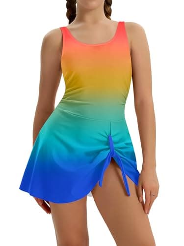 Bupekbee Girls Swimsuit 11-12Y One Piece Bathing Suit for Girl Black Swimsuit Adjustable Straps Padded Girls Swim Dress Swimwear - Image 1