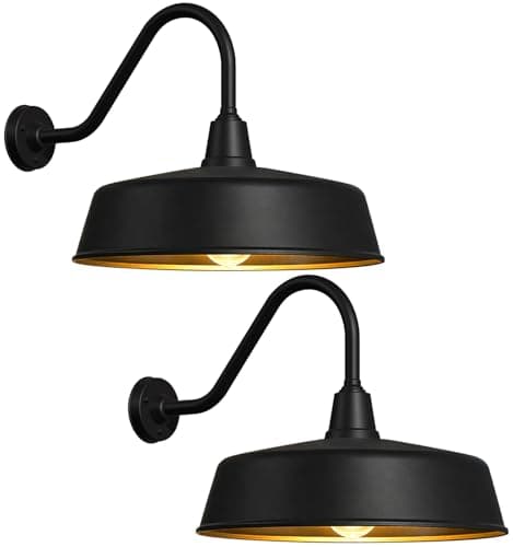 Ytzlvw 24" Oversized Outdoor Gooseneck Barn Light with Extended Arm for Farmhouse Garage, Storefront and Barn, Heavy Duty Wall Fixture, Matte Black, 2 Pack - Image 1