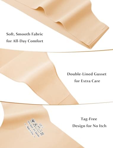 ANSUKOO Seamless Thongs for Women,No Show Ladies Underwear 6 Pack,Invisible Workout Comfortable Undie,V String Panties - Thumbnail 4