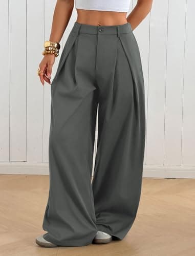 ZAFUL Parachute Pants Woman Casual Baggy Pants Zipper Vintage Hippie Y2K Wide Leg Sweatpants with Pockets Streetwear Women Grey S - Thumbnail 4