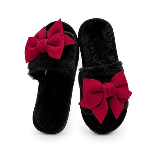 FairyCasa Women’s Fuzzy Slippers Cute Bow House Slippers for Women Soft Cozy Indoor Outdoor Lightweight House Shoes Gift for Women - Image 1