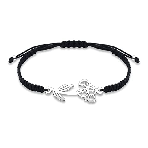 YLWJSP 12 Months Flower Braided Rope Bracelet - Birth Month Jewelry Gift for Her Birthday (Violet Br) - Image 1