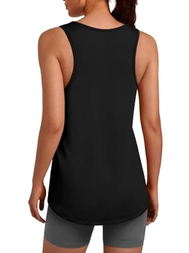 3rd hill Women's Workout Tank Tops Racerback Quick Dry Sleeveless Shirt for Yoga Running Gym Loose Fit Athletic Tanks Black M - Image 1
