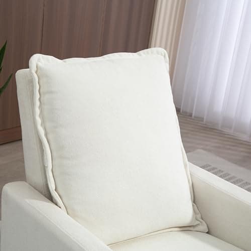 Fachmaih 360° Swivel Rocking Chair Nursery Glider Recliner Nursery Chair Manual Swivel Rocker Recliner with High Backrest Armchair Comfy Side Modern Chair for Living Room (White) - Thumbnail 4