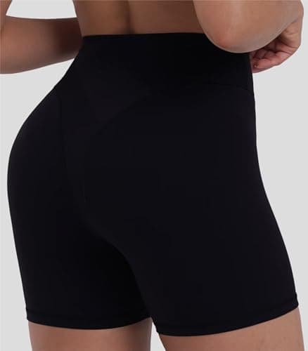 Sunzel Booty Contouring Biker Shorts for Women – High Waist Tummy Control Soft Squat Proof Thong Seams Workout Gym Spandex 4" Inseam Black Medium - Thumbnail 5