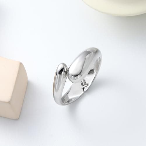 AYWFCBF Chunky Open Twist Bangle Bracelets for Women | Trendy Hinged Cuff Open Teardrop Wide Chunky Silver Plated Bangle | Arm Cuff Jewelry for Women - Thumbnail 4
