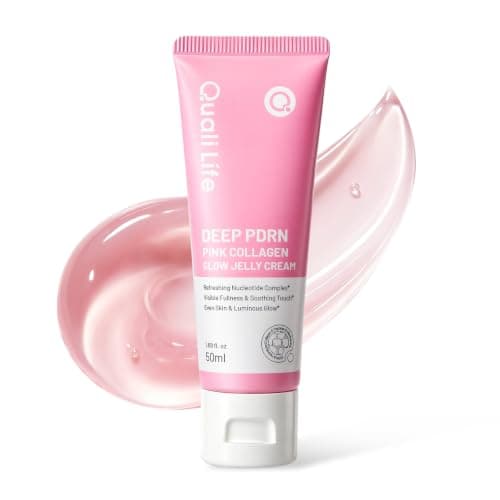 QualiLife PDRN Pink Collagen Jelly Cream — Salmon DNA Hydrating & 5% Niacinamide Dual Texture Moisturizer for Firmness, Elasticity, Wrinkle Care Barrier Repair & Glass Glow Skin, 50ml/1.69 fl.oz - Image 1