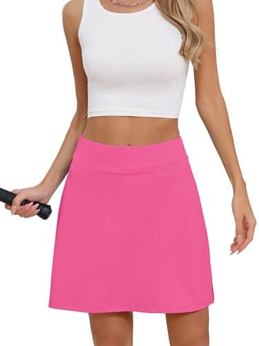 Heymoments Women Active Athletic Skirts Pink Large Lightweight Comfy Summer Workout Golf Tennis Running Hiking Cycling Skater Bike A Line Underneath Mini Skort Sport Dress - Image 1
