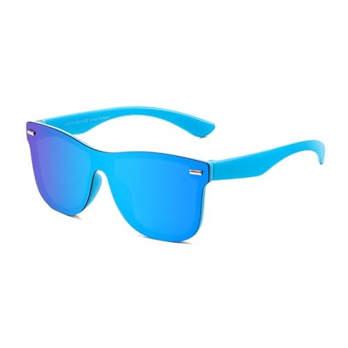 FEISEDY Sunglasses, Rimless Mirrored Sun Glasses with Reflective One-Piece Lens, B4114 - Image 1