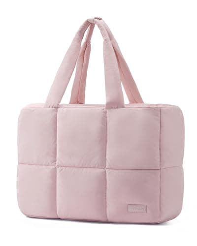 LOVEVOOK 15.6 Inch Laptop Bag for Women, Puffer Tote Lightweight Quilted Briefcase Computer Bag for Office Daily - Image 1
