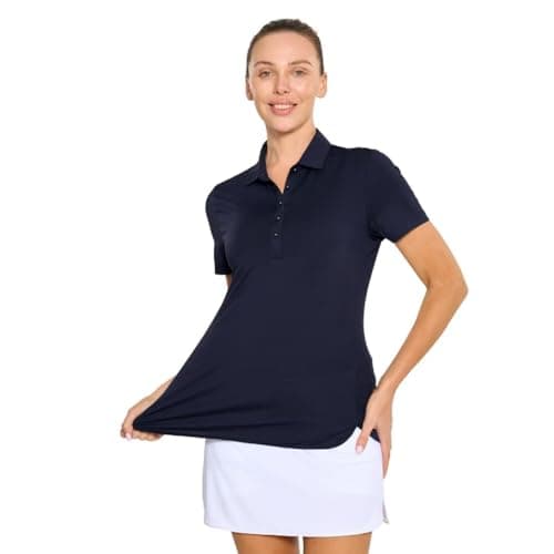 M MAELREG Womens Golf Shirt Short Sleeve Casual Lightweight Quick Dry Collared Tennis Polo Shirts for Women Navy - Thumbnail 4