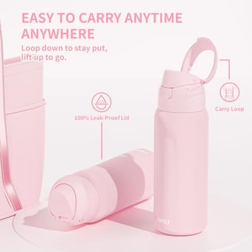 23 oz Vacuum Insulated Thermo Sport Cup, Double-Wall Stainless Steel Car Cup with Leakproof Lid, Sweat-Proof Travel Mug for Office Commute, Workouts, Campus Life and Outdoor Adventures (Pink) - Thumbnail 3