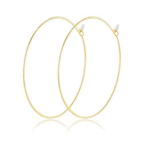 Multipack Dainty Large Thin Gold Hoop Earrings for Women Hypoallergenic Earrings Lightweight 30mm 50mm 60mm 70mm Gold/Silver/Rose Gold Hoop Earrings (1 Pair_20Guage_70mm_Gold)