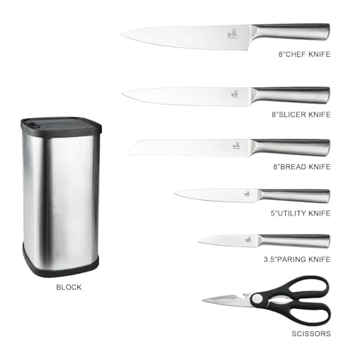 Knife Set, 6-Piece Kitchen Knife Set with Block, High Carbon Stainless Steel Ultra Sharp Kitchen Knives,Women-Friendly, Dishwasher Safe Knife Block Set,Housewarming Gift - Thumbnail 2