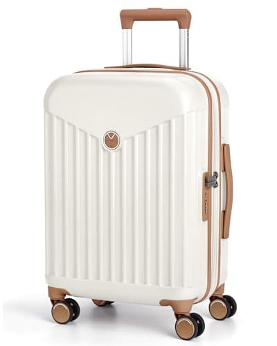BAGSMART Hardside Expandable Luggage With Spinner Wheels, PC Lightweight Carry-On Luggage Airline Approved With TSA Lock, Durable Women Travel Suitcase Carry On 20 Inch, Beige - Image 1