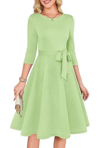 RUMIA Cocktail Dresses for Women 3/4 Sleeve Vintage Wedding Guest Dresses Tea Party Formal Dress Light Green XS - Image 1